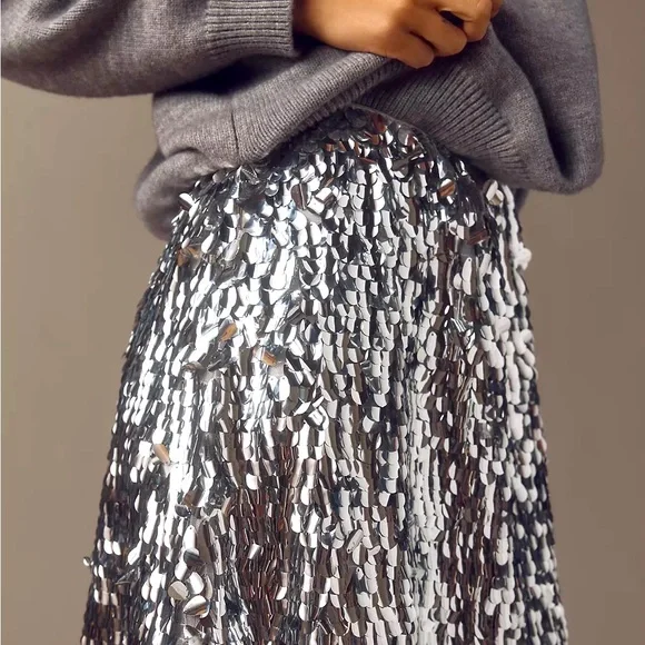 NWT Anthropologie Mare Mare Long Sleeve Knit Sequin Twofer Mini Dress Sz S - Picture 5 of 10